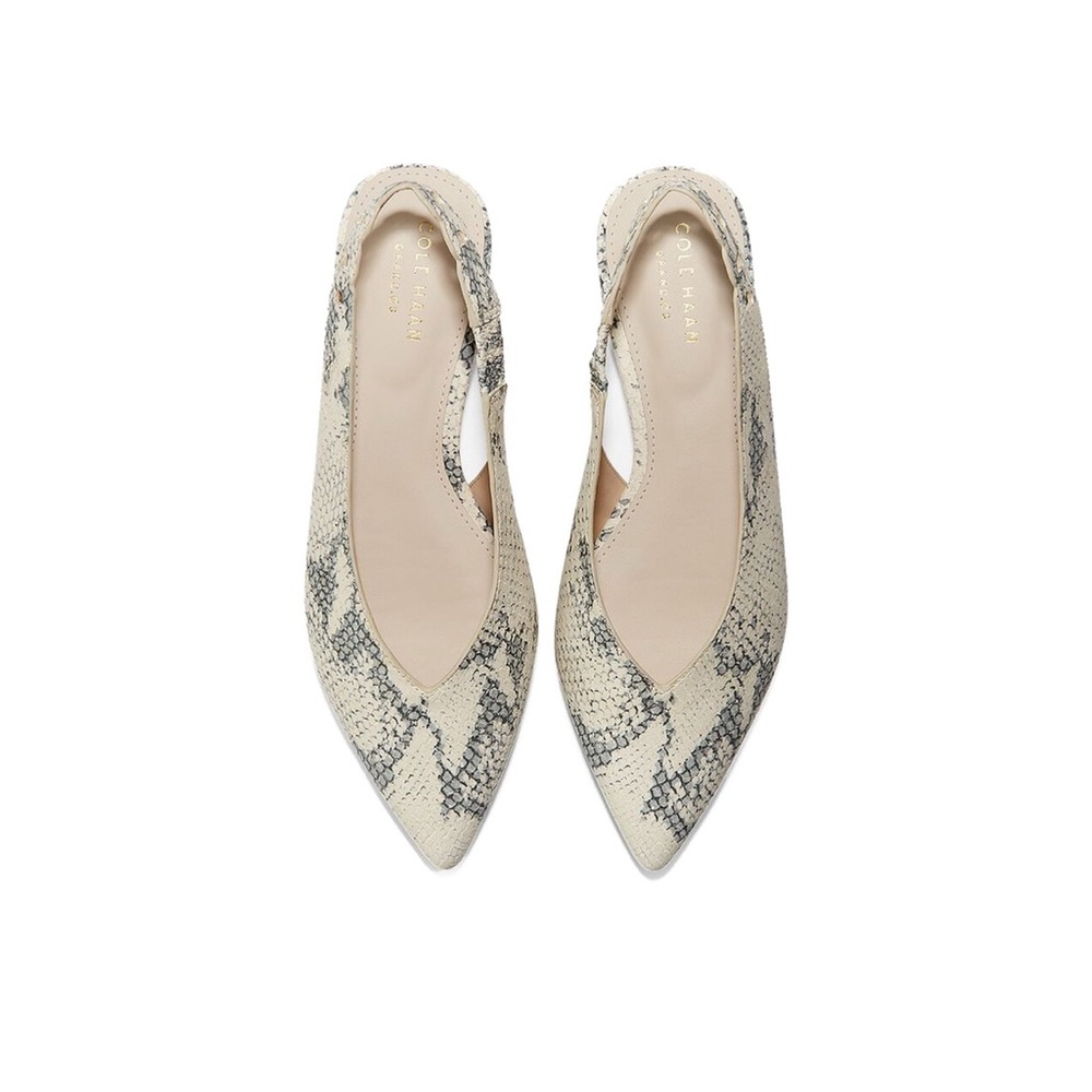 Cole Haan Women Ivory Beige Leather Merrit Skimmer Slingback Flats Sandals GUC - Picture 2 of 9